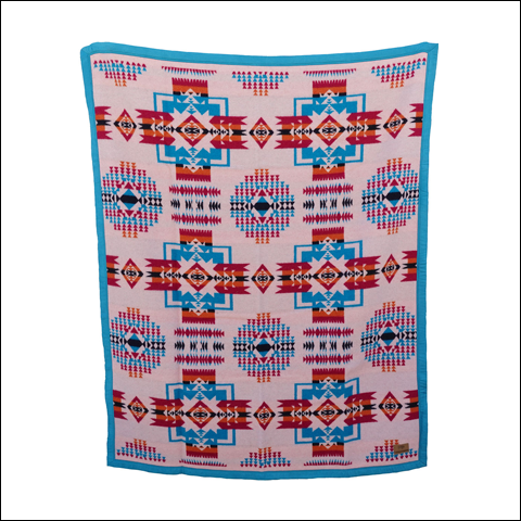 Boy Chief Blanket – Salmon Pink (Turquoise Trim)