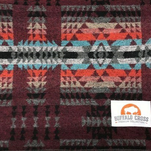 Buffalo Cross Blanket – Burgundy